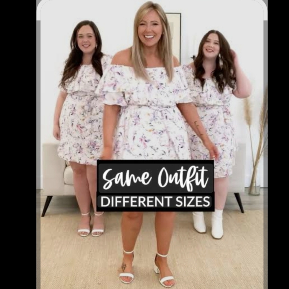 Chic soul, off the shoulder white floral dress, 2x - Picture 3 of 12